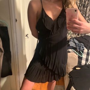 Black ruffle wrap dress